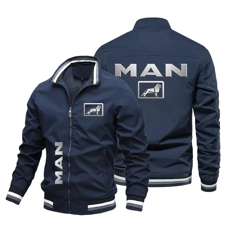 

Jaqueta de equitação de motocicleta masculina, jaqueta com zíper, logotipo impresso, justa, casual, moda, primavera e outono