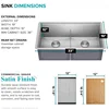 33-Inch Undermount Workstation 16 Gauge Double Bowl Stainless Steel Kitchen Sink with Accessories, KWU112-33 4