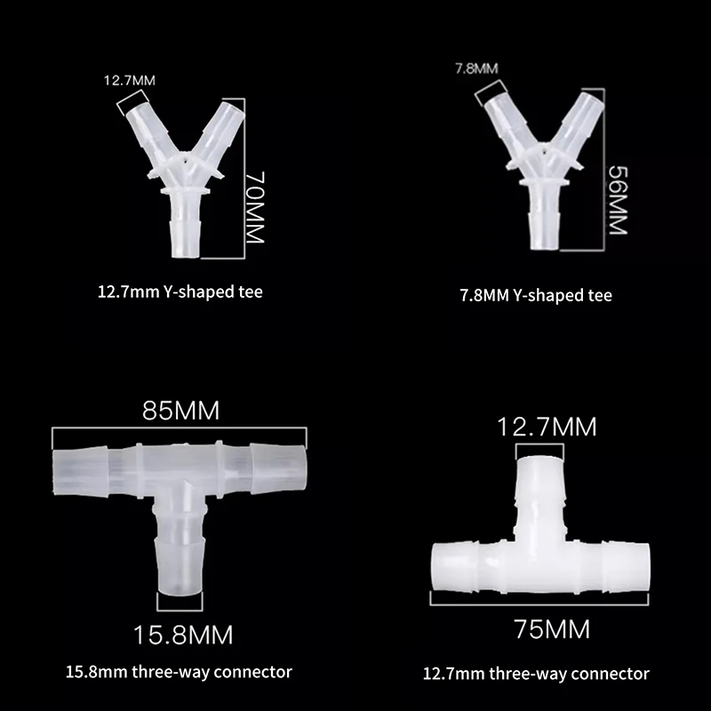 8/12/16/mm Elbow Connectors Aquarium Tank Fittings Plastic Three-way Converter Head Pipe Straight Reducer Soft Tube Adaptor