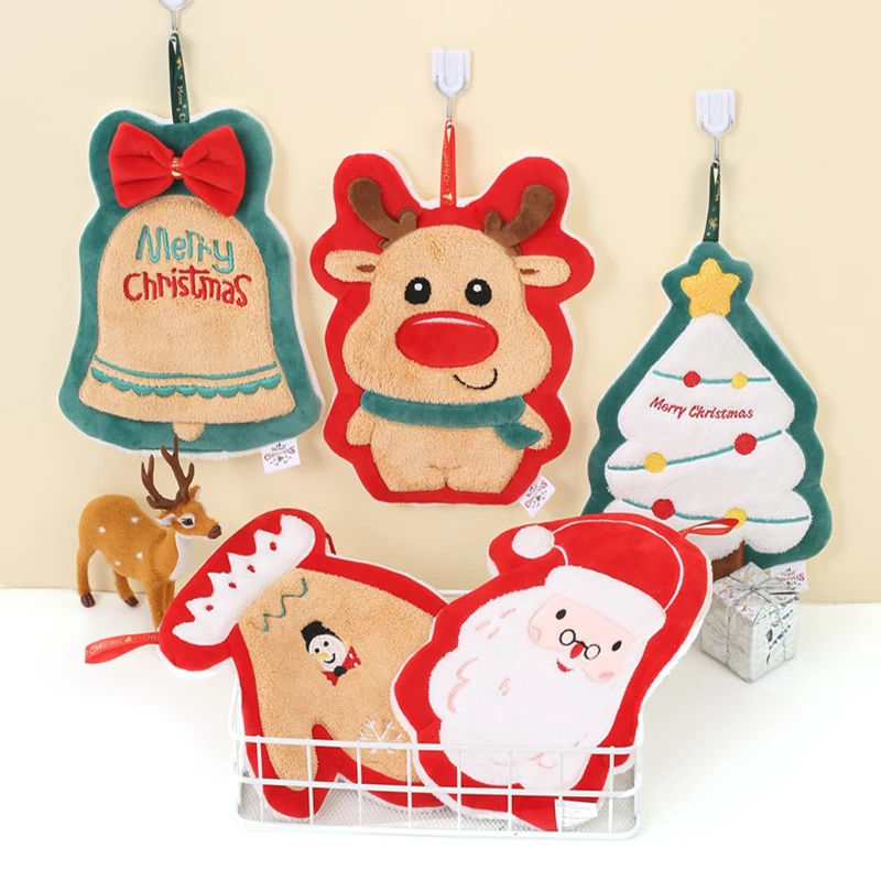 Description Picture 4 of itemChristmas Hand Towel Christmas Decoration Cute Hand Wipe Cloth Cleaning Cloth Xmas Handkerchief New Year 2025 Home Decor
