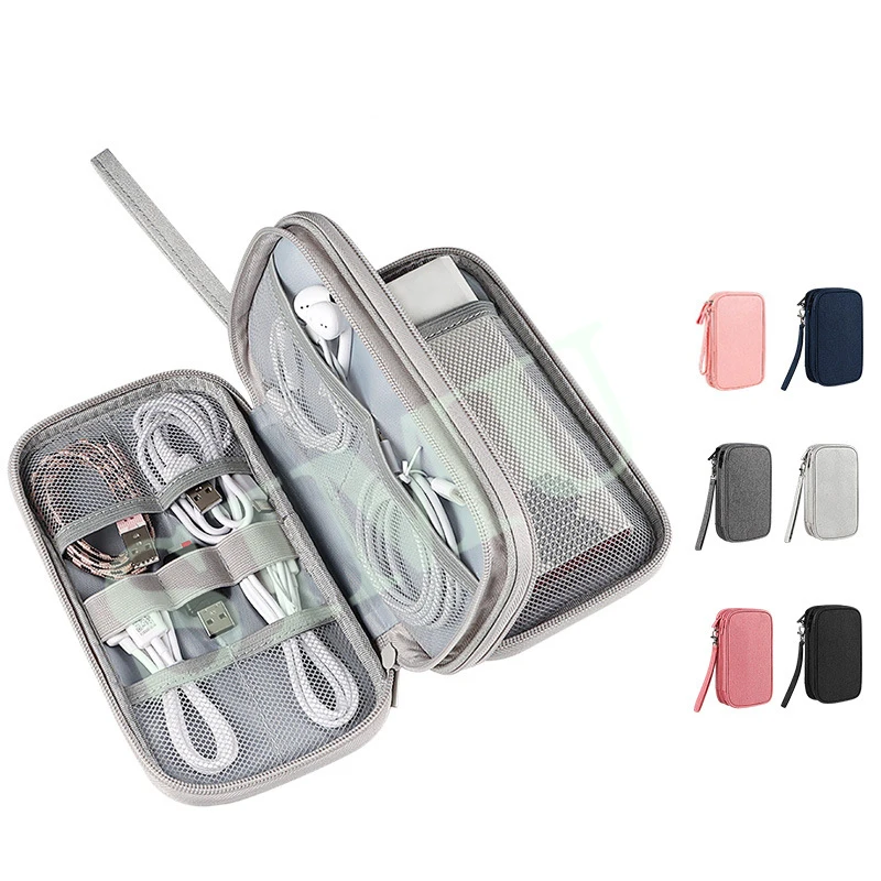 

Travel Organizer Bag Cable Storage Organizers Pouch Carry Case Portable Waterproof Double Layers Storage Bags For Cable Cord