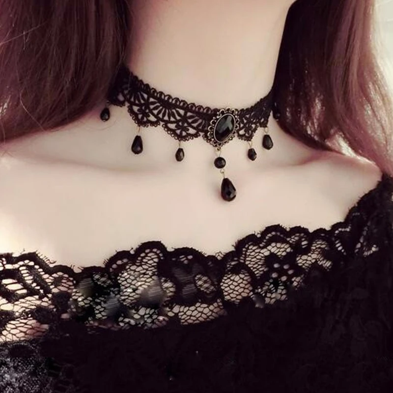 Collana Gotica In Pizzo Nero Multistrato Con Ciondolo Vintage: Accessorio Steampunk Per Halloween, Cosplay Vampiro E Festa
