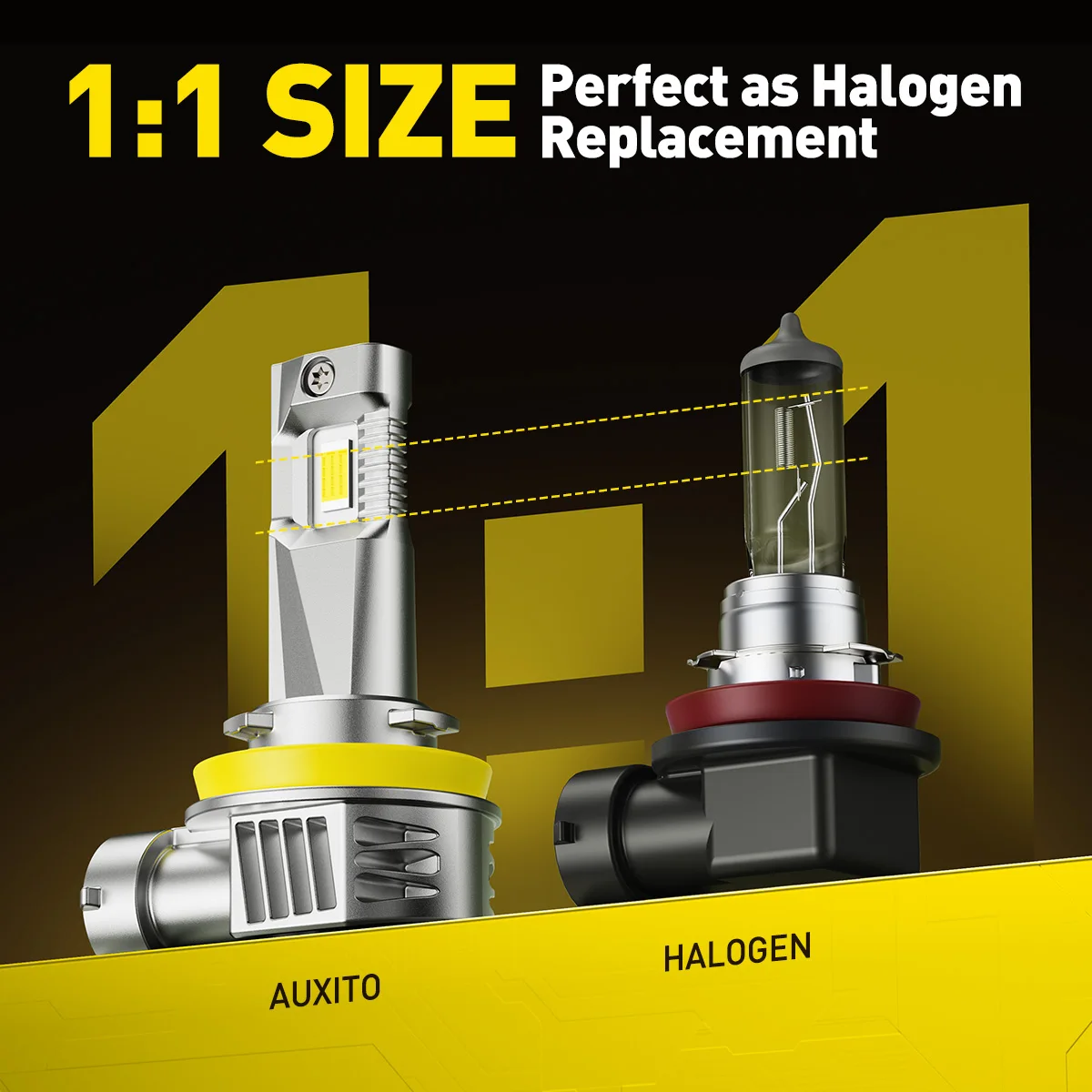 2개 AUXITO LED H8 H11 안개등 CANBUS 50W 고출력 화이트 9005 HB3 9006 HB4 LED 안개등 전구 에러프리 12V 팬리스 12000LM
