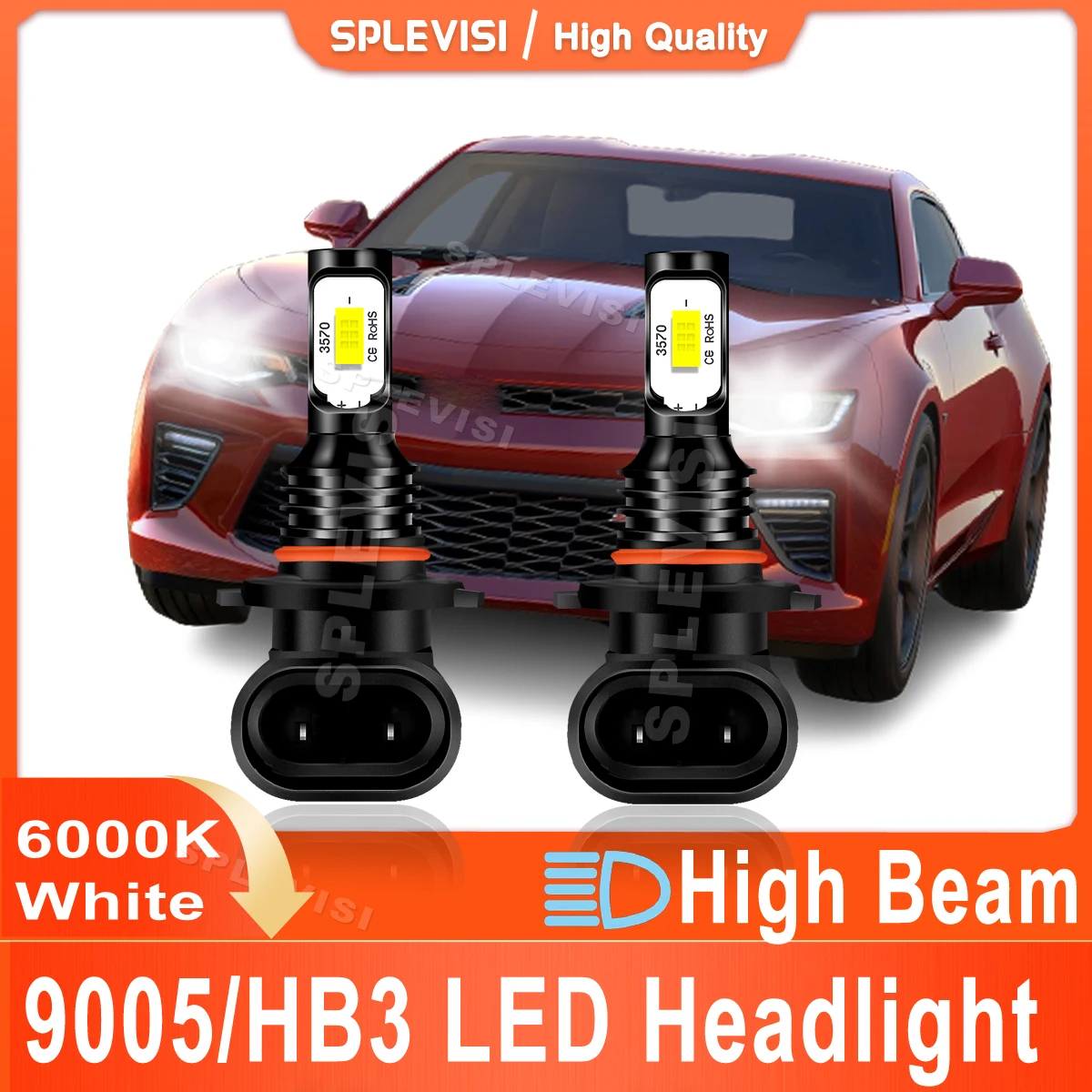 

2X Upgrade CSP Chips Bright White Car Light For Chevrolet Camaro 2011 2012 2013 2014 2015 2016 9005/HB3 LED Headlight High Beam