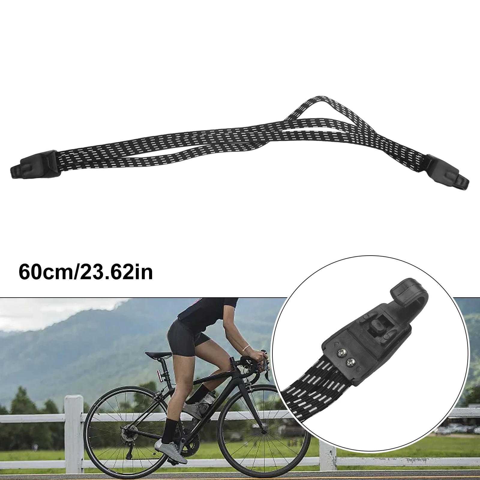 

68cm Metal Hooks Rope Cargo Racks Rubber Elastic Stretch Bungee Bike Bicycle-Luggage Storage Black +White 3 In 1