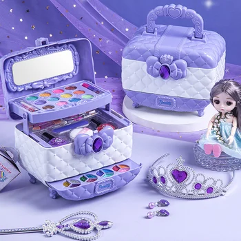 Children Girl Princess Makeup Cosmetics Game Box Makeup Toy Set Lipstick Eyeshadow Safe Children Non Toxic Toys Birthday Present