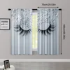 2pcs, Curtain Fabric 2D print Gray eyelashes Machine Washable Fabric (without rod) All Seasons Perfect for Living Room, Bedroom, 3