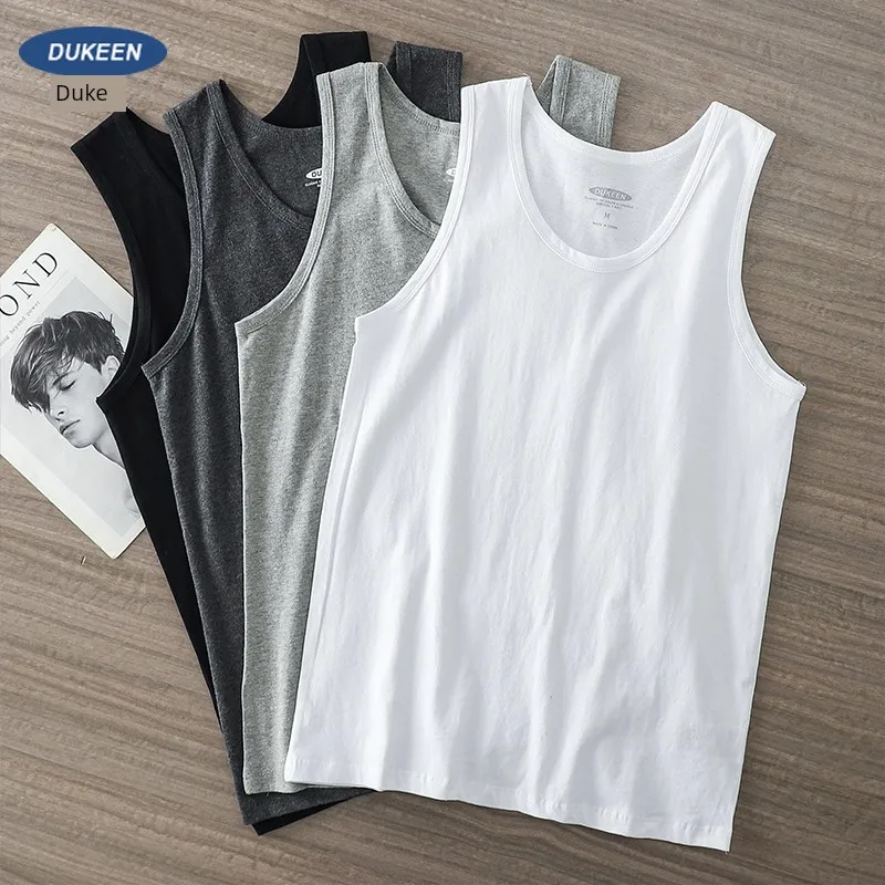 

EN American Pure Cotton Tank Top Men's Summer Fashion Brand Solid Color Sports And Fitness Bottom Sweat White Sleeveless