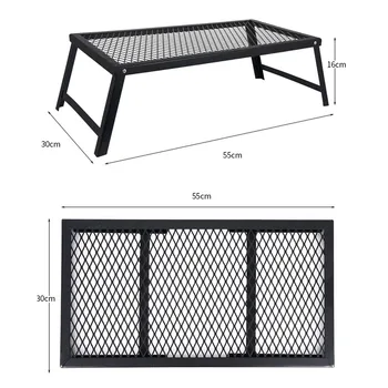 Folding Camp Fire Rack Folding Campfire Grill Heavy Duty Iron Waterproof Portable Camp Fire Cooking Rack for Outdoor Barbecue 3