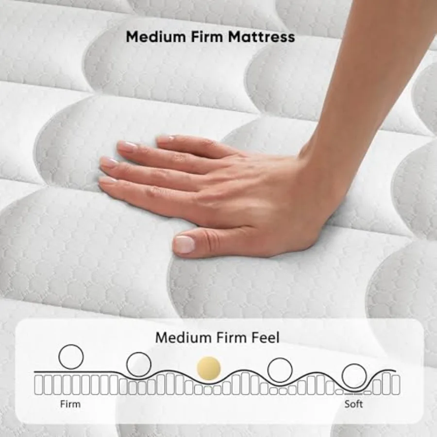 12 Inch King Size Mattress 2025 Upgraded Hybrid Cooling Gel Memory Foam Pocket Coils Medium Firm Mattress in a Box for Back Nec