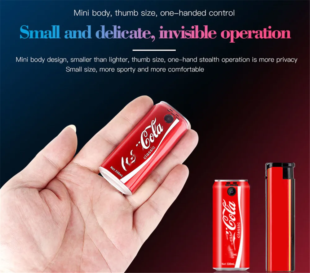 SATREND K8 Fashion Mini Mobile Phone Cola Shape Dual SIM Telefone MP3 Call Recording 1.0'' Pocket Smallest Size Cellphone