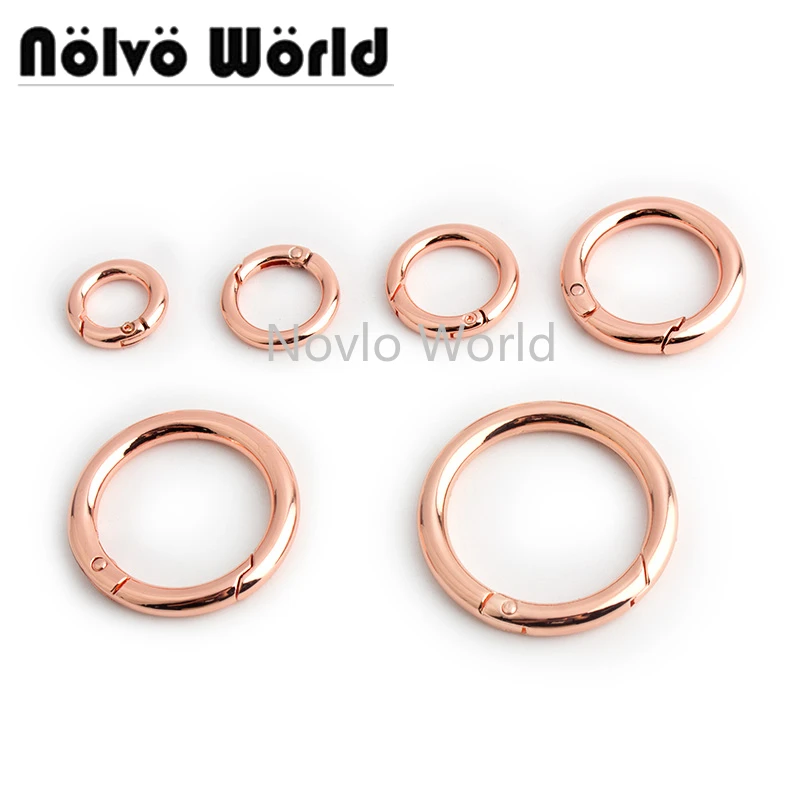 50pcs Rose gold 13/17/18/25/34/38mm spring gate ring clasps metal clasp for purse connecting ring hardware