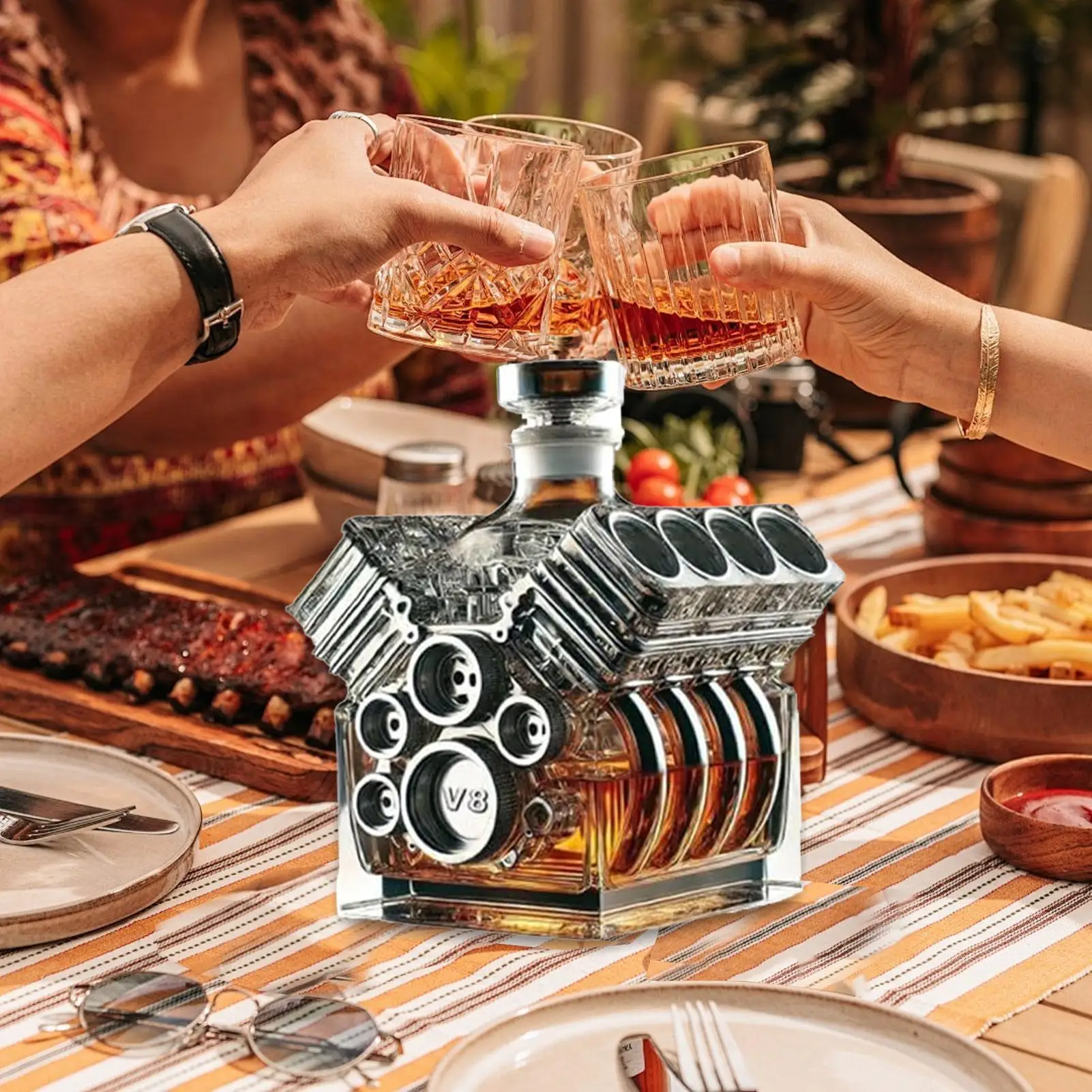 Decantador de whisky con forma de motores V8, decantador de Alcohol, botella, decoración de Bar para el hogar para el Dí