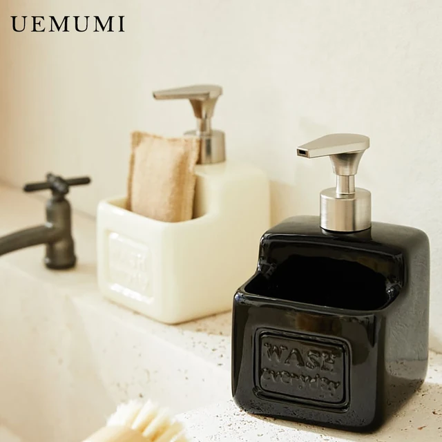Luxury Beige เซรามิคเครื่องจ่ายของเหลวล้างจาน Liquid เจลอาบน้ําขวด, สีดําขวดกดครัว 2