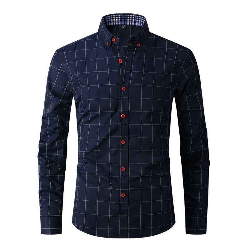 

New Fashion Regular Fit Men Shirt Casual Long Sleeved Plaid Shirts for Men