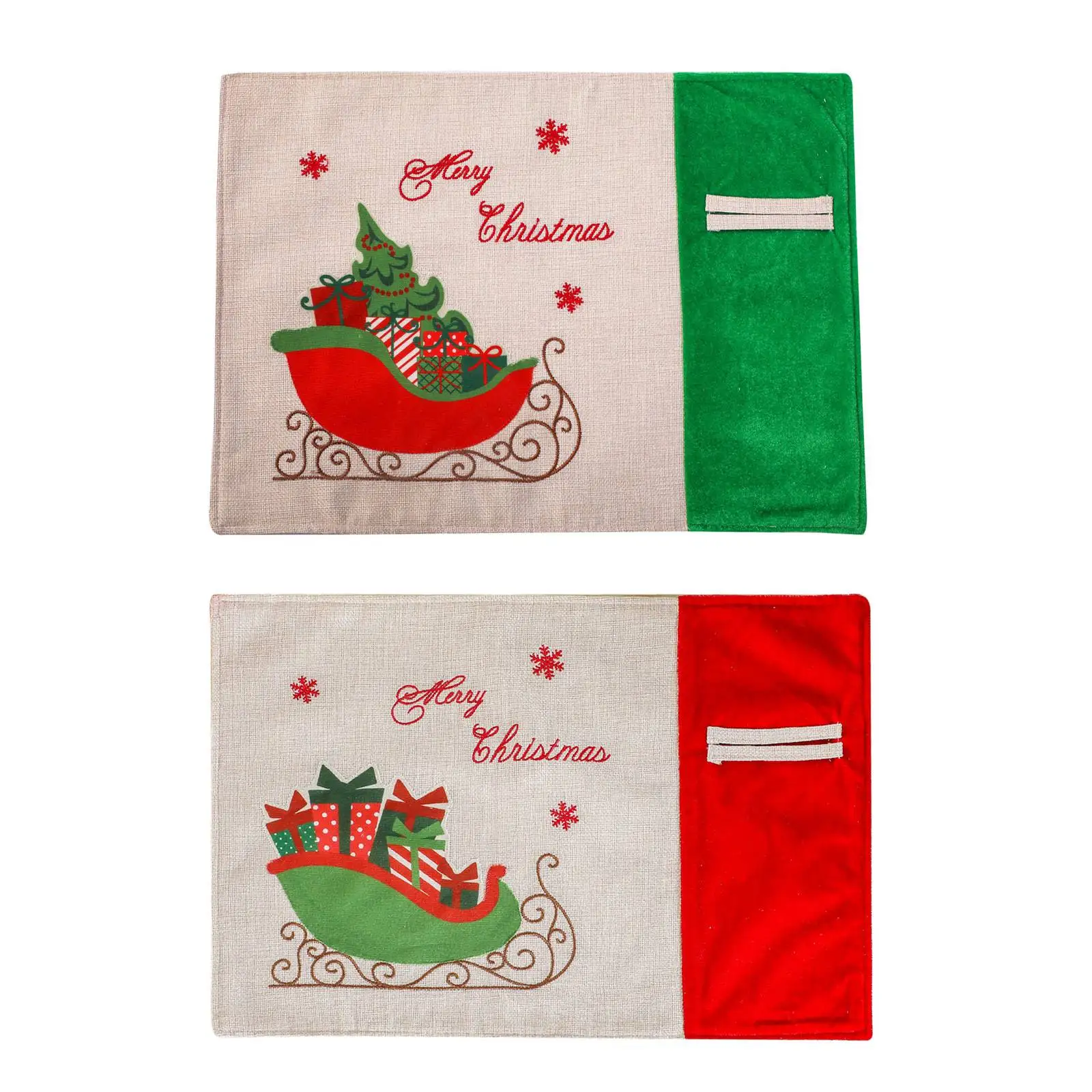 Merry Christmas Placemats Set of 2, with Gift Car Printed, Non-Slip Placemats Washable Table Mats, 13 x 18