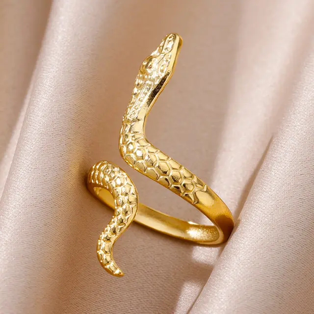 88059-b1f625.jpg Bagues serpent en acier inoxydable plaqué or 316L pour femmes et hommes, anneau ouvert et réglable, bijoux esthétiques gothiques Vintage