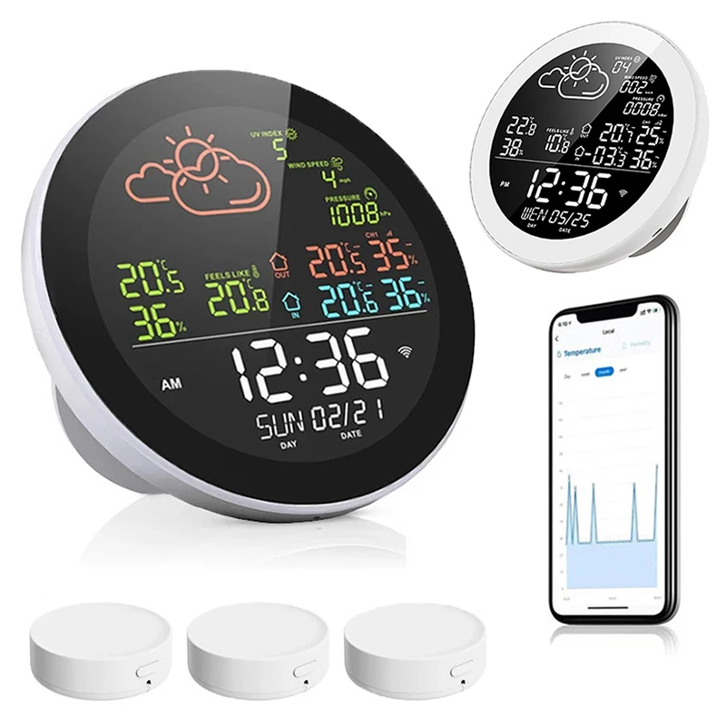 

Multifunctional Smart WIFI Electronic Digital Alarm Clock Weather Station Weather Forecast Calendar Clock Thermometer Hygrometer