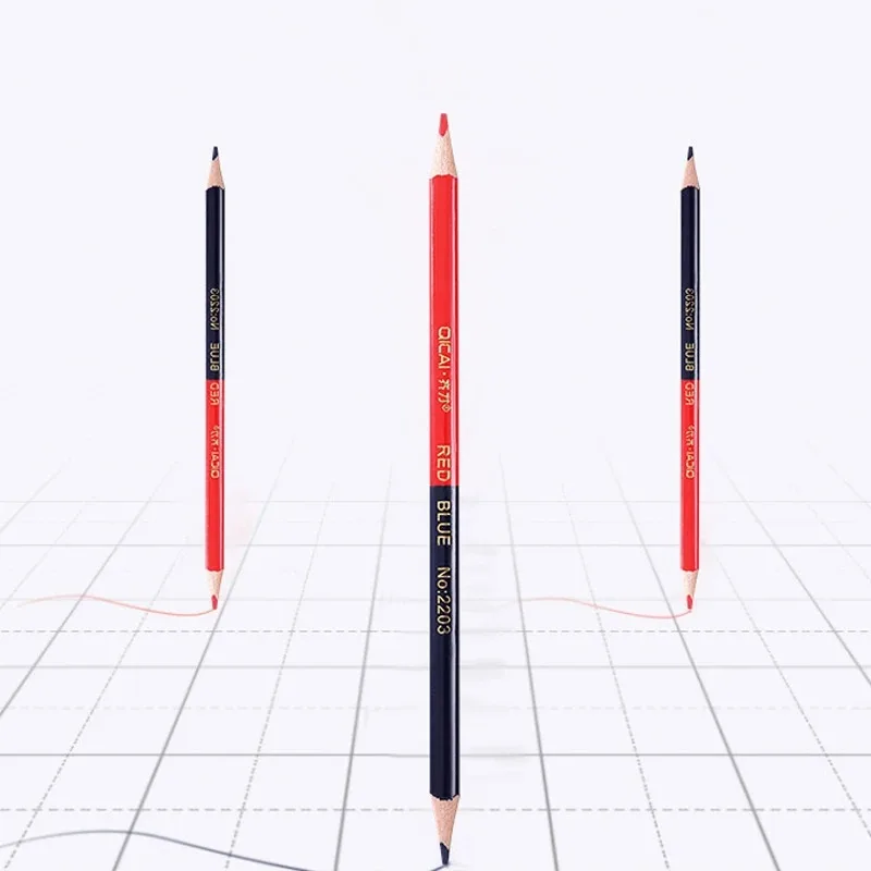 12pcs/box Double Ended Colored Wooden Pencils Pre-Sharpened 2B Red and Blue Pencils Checking Pencils for Checking Map Coloring 4