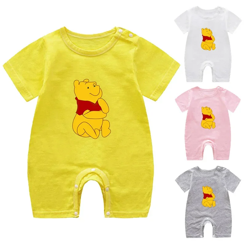 

Summer Cotton Baby Romper Cartoon Bear Pooh Print Short Sleeve Baby Clothing One Piece Boy Girl Clothes Infant Jumpsuit Costume