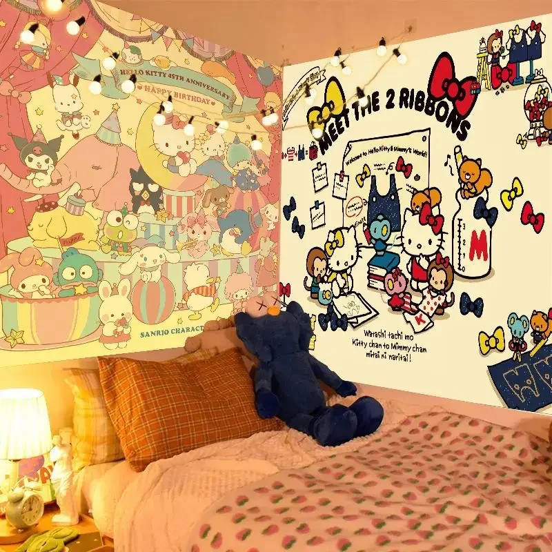 

Фотообои 2X1, 5 м, красивая мебель, фоновая ткань, мелодия, подвесная ткань, Kuromi Cinnamoroll, настенное покрытие, гобелен