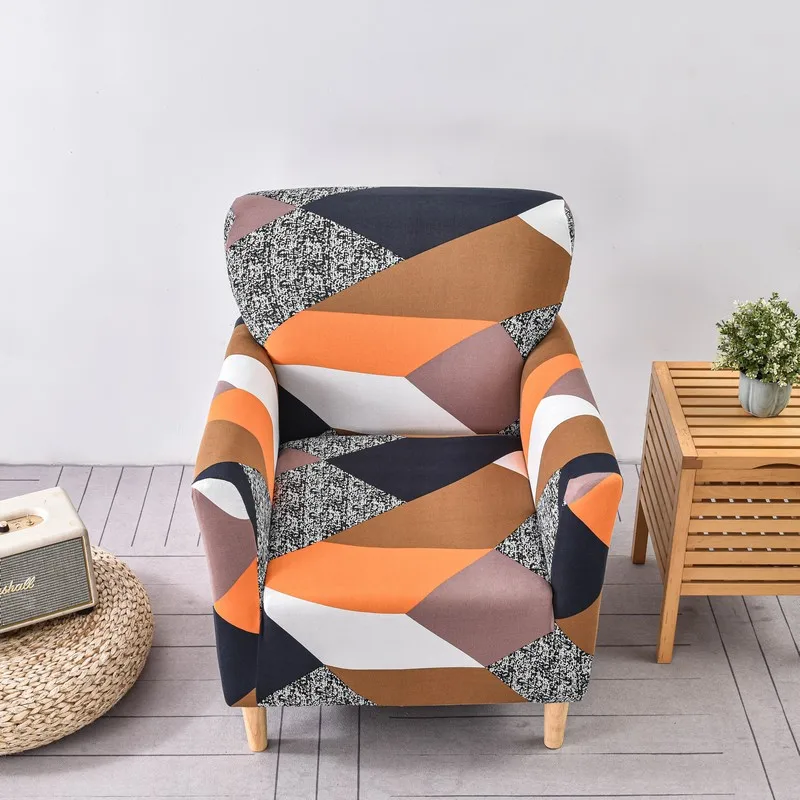 1PC Printed Soft Armchair Covers Elastic Club Tub Chair Slipcovers for Living Room Single Sofa Covers Home Bar Counter Hotel