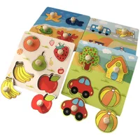 Hot Sell Knob Wooden Puzzle Baby Toys Learning 3D Puzzles For Kids Educational Montessori Games Puzzles Children 2 3 Years Old 2