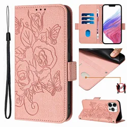 Elegant 3D Floral Leather Phone Wallet Case Cover - Galaxy A26 5G (YB - RF - pink)