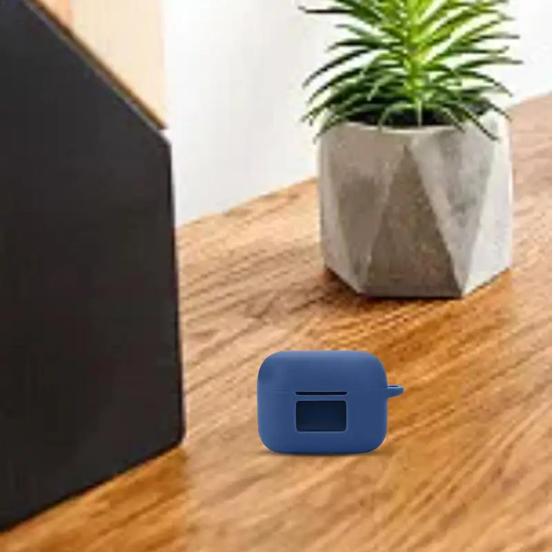 Earbuds Box Protective Case Silicone Anti-scratch Protective Cover Solid Color Shockproof Earbuds Case Cover With Carabiner