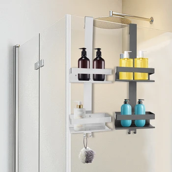 Mensola da bagno moderna bianca a 2 livelli nera/argento, organizer da bagno in acciaio inossidabile adatto per bagno, cucina, soggiorno 1