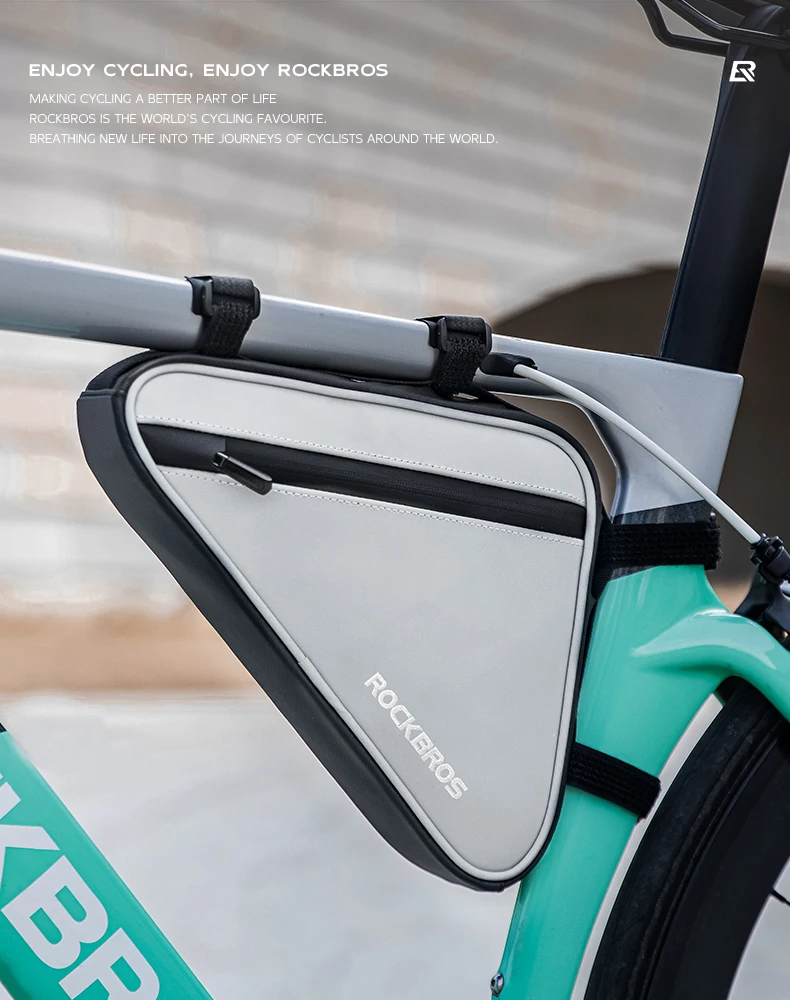 ROCKBROS Reflektierende Fahrradtaschen Oberrohrtasche Dreieckstasche Vorderträgertasche Abnehmbare Mountainbike-/Rennrad-Satteltasche Fahrradausrüstung – Detail 1