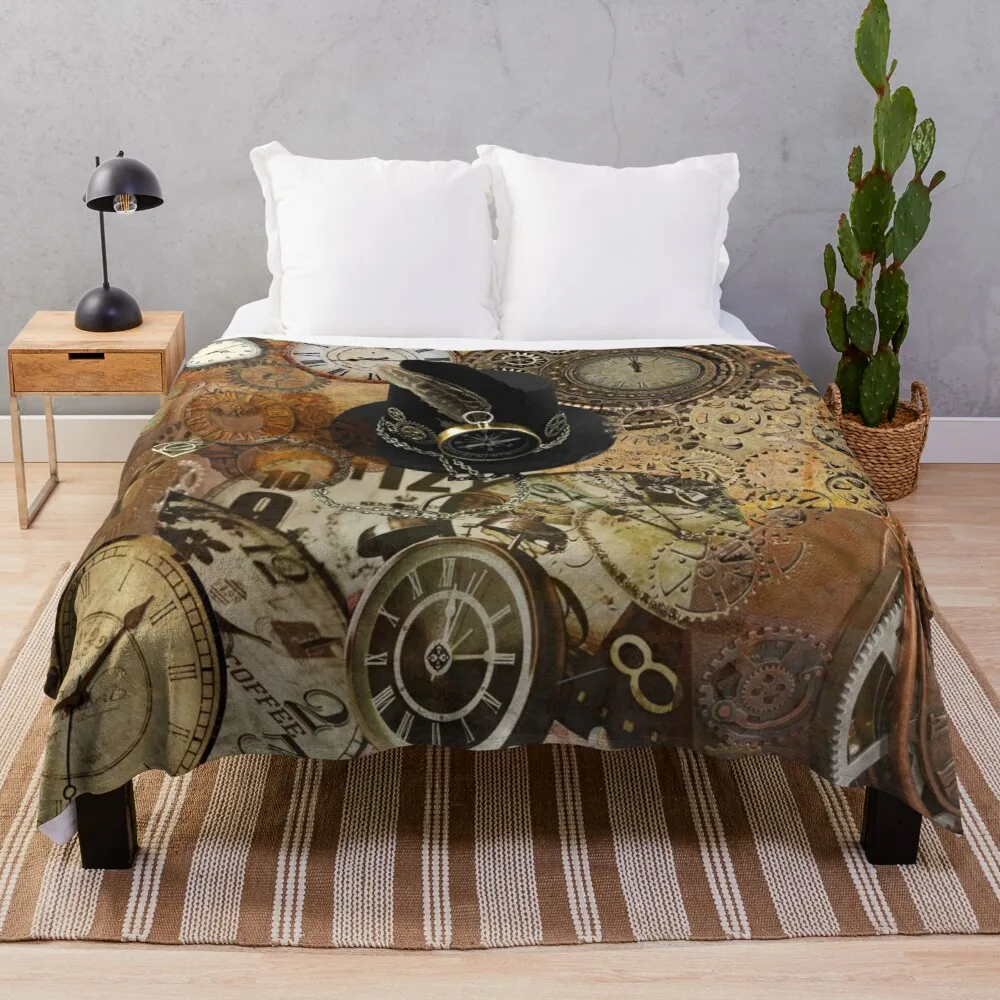 

Time and Motion Steampunk Digital Collage Throw Blanket Sleeping Bag Blanket Retro Blankets Blankets For Sofas
