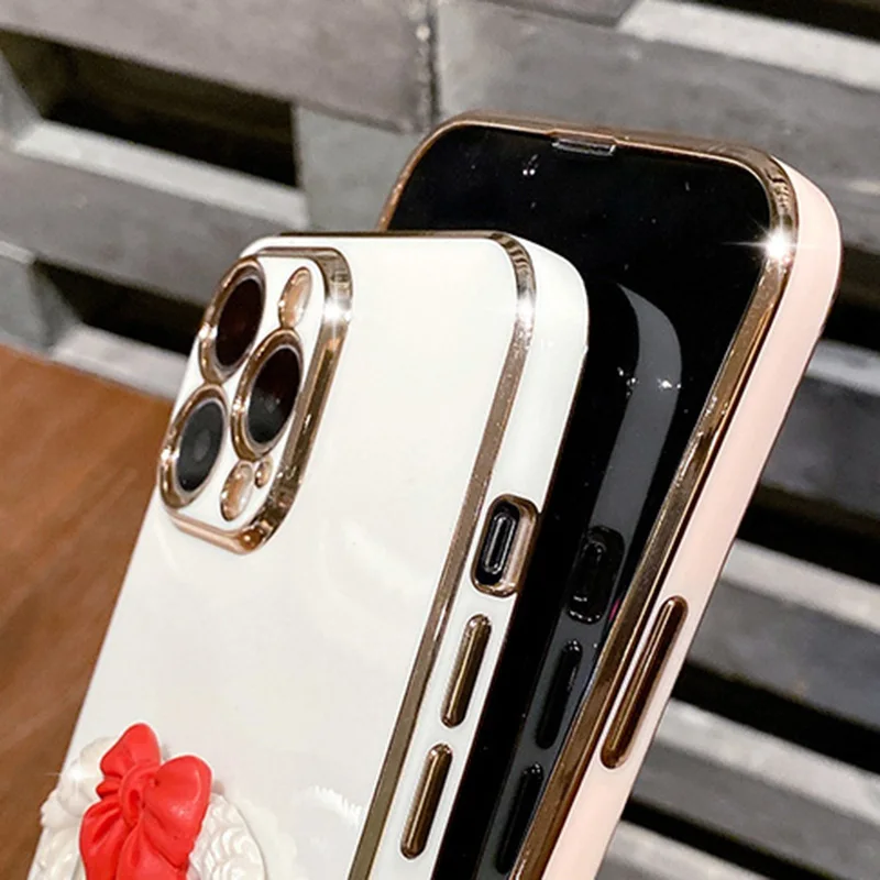 Plating Case For Samsung A34 A54 A53 A32 A33 A13 4G 5G A12 A73 A25 A31 A21S A14 Bows Cream Cake Heart Make-up Mirror_voghion.com