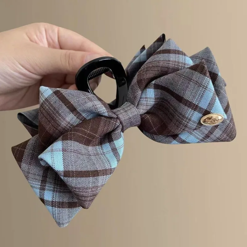 Elegant Plaid Double Layer Bow Hair Clip - Fashionable Hair Accessory