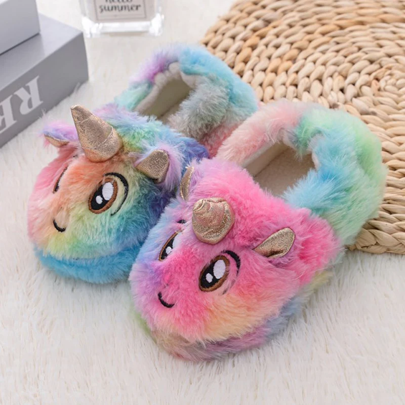 Kids Plush Slippers Toddler Girls and Boy Winter Cartoon Animal Home Shoes