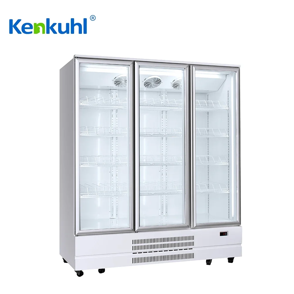 Tripple Door Energy Cold Drink Upright Display Cooler Slim Cool Supermarket Meat Showcase Refrigerator