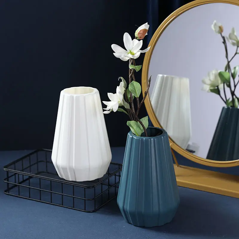 مزهرية بلاستيكية من Morandi لتزيين غرفة المعيشة، مزهريات بلاستيكية اوريغامي الحديثة لترتيبات الزهور، ديكور المنزل