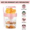 2Pcs Overnight Oats Container, 870ML Yogurt Pots Reusable Salad Cups with Lid Spoon Breakfast Jar Breakfast Pot 3