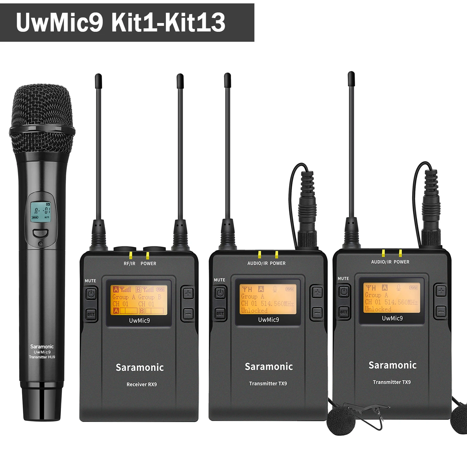 UwMic9 Kit1-Kit13 Professional UHF Wireless Lavalier Lapel Handheld  Microphone System for Smartphone Camera DSLR Broadcast Live