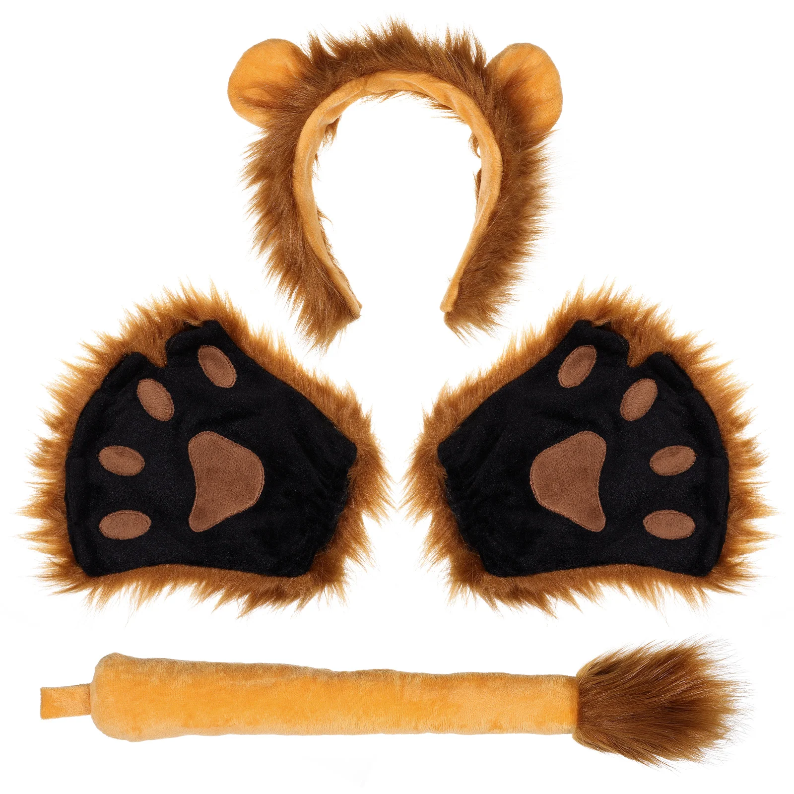 

Frcolor Lovely Lion Cosplay Costume Kit Halloween Costume Lion Paw Stuffed Animals Ears Headband And Tail Set For Kids And