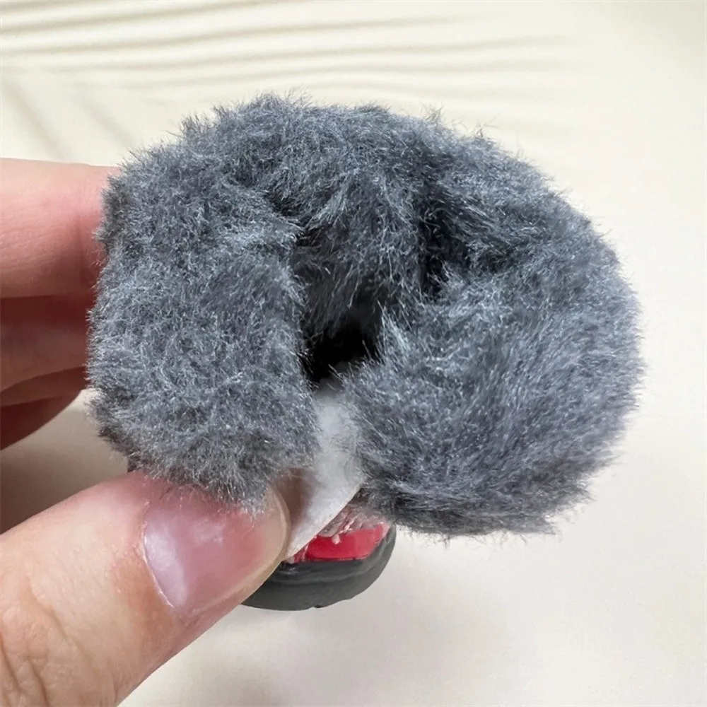 4PCS Plush Winter Pet Dog Shoes Non Slip Rubber Soles Waterproof Dog Boots Warm Anti-Freezing Dog Snow Boots Rainy Days