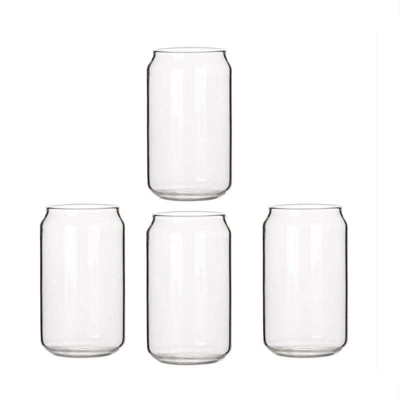 

4 Pack Can Shape Glass Fashion Water Milk Juice Simple Juice Cup Beer Glass Shake Glass Dessert Cup Cola Mug, 400ML