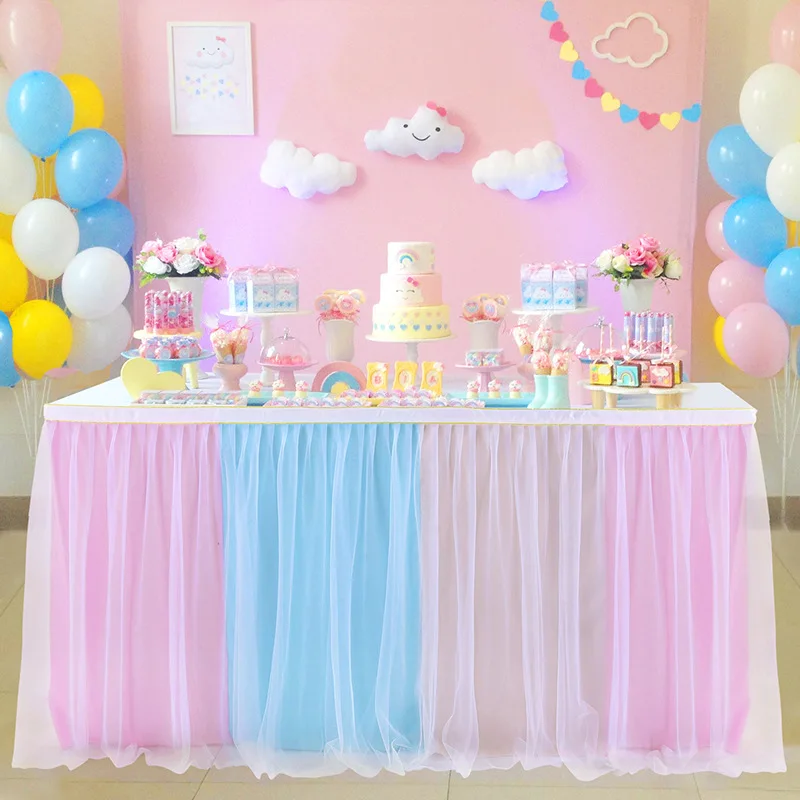 Table Skirting Tulle Table Skirt Tutu Skirt Tablecloth Decorations Baby Shower Wedding et Banquet Decoration Black