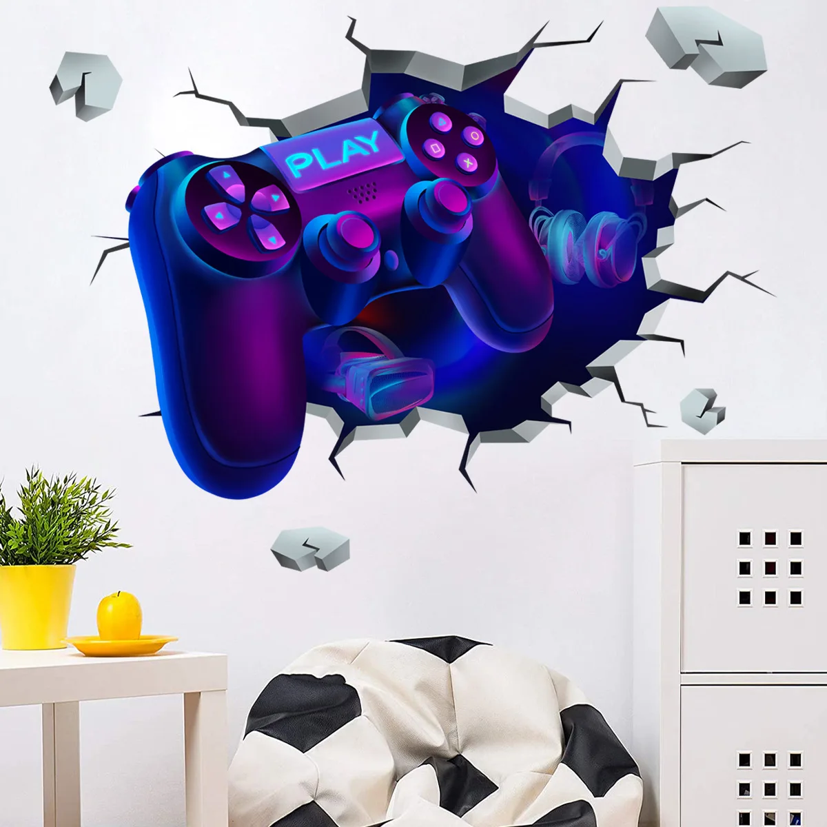 Personalized Vinyl Wall Sticker Boy Girl Gamer Controller Custom Name Wall Decal Video Game Computer Games Room Decor