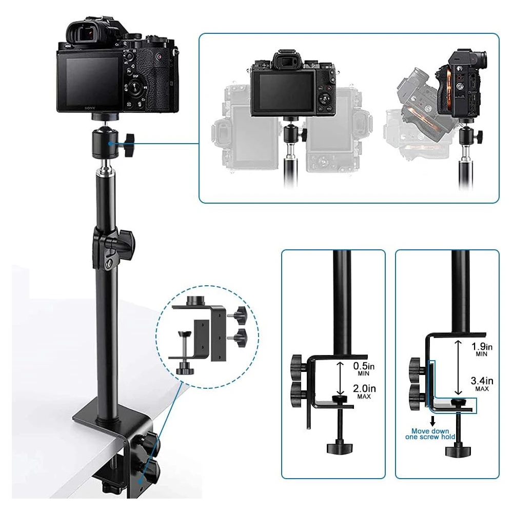 Desk Mount Stand DSLR Camera C Clamp Light Stand Photographic Light Boom With Ball Head for Phone Video Ring Zoom light stand,photographic light stand