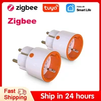 Tuya Zigbee Power Plug 16A EU Smart Home Plug App And Voice Control Energy Monitoring Child Lock Schedule Timer Power Socket 1