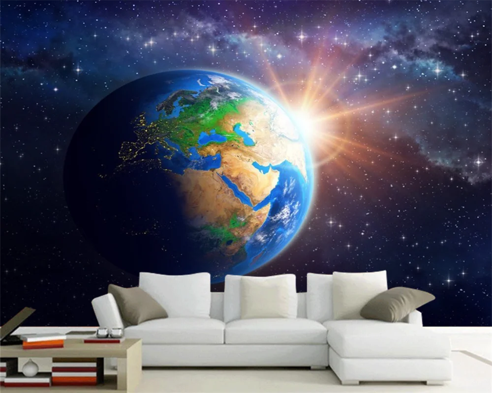 beibehang papier peint Customized background wallpaper of the new KTV science fiction planet earth space restaurant