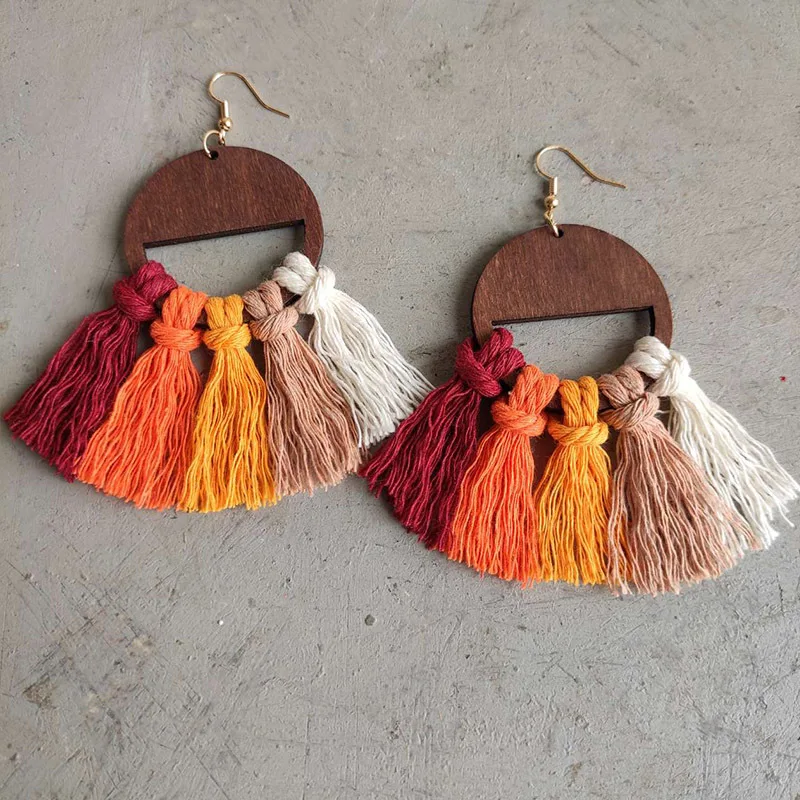 Orecchini Lunghi A Nappa Boho Per Donna - Stile Colorato E Leggero In Cotone, Regalo Originale