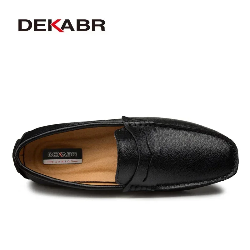 DEKABR Big Size 38~49 Men Loafers Real Leather Fashion Boat Shoes