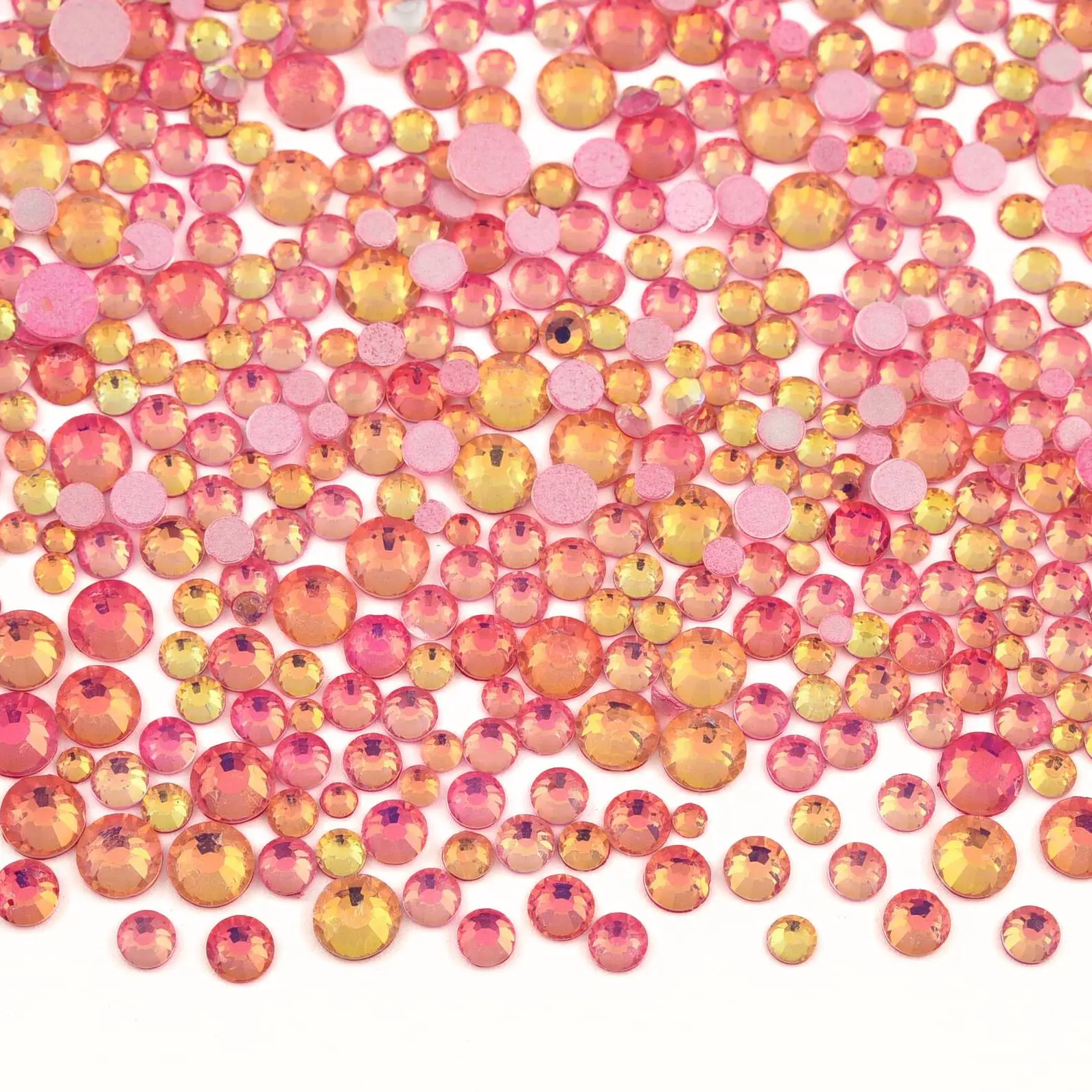 Light Pink GemStone Mix Non-Hotfix Flatback Rhinestones for Nail Art and Garment Decorations